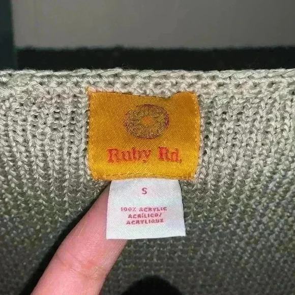 Vintage Ruby Rd. Open Front 3/4 Sleeve Brown Sweater Top Size S - Picture 3 of 4